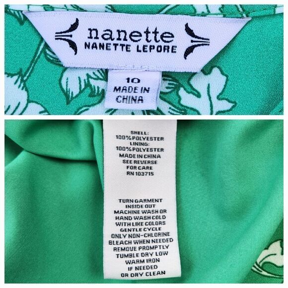 🔸️Nanette Lapore Green Lyst Floral Print Pintuck Sleeveless Dress Size 10 - Picture 13 of 14